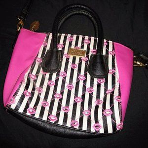 Luv Betsey by Betsey Johnson striped lips mini crossbody bag